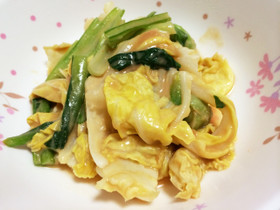 【5分で副菜】キャベツと小松菜のマヨみそ和え